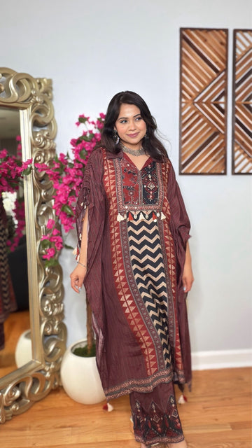 Zehraya Ajrak Kaftan Set