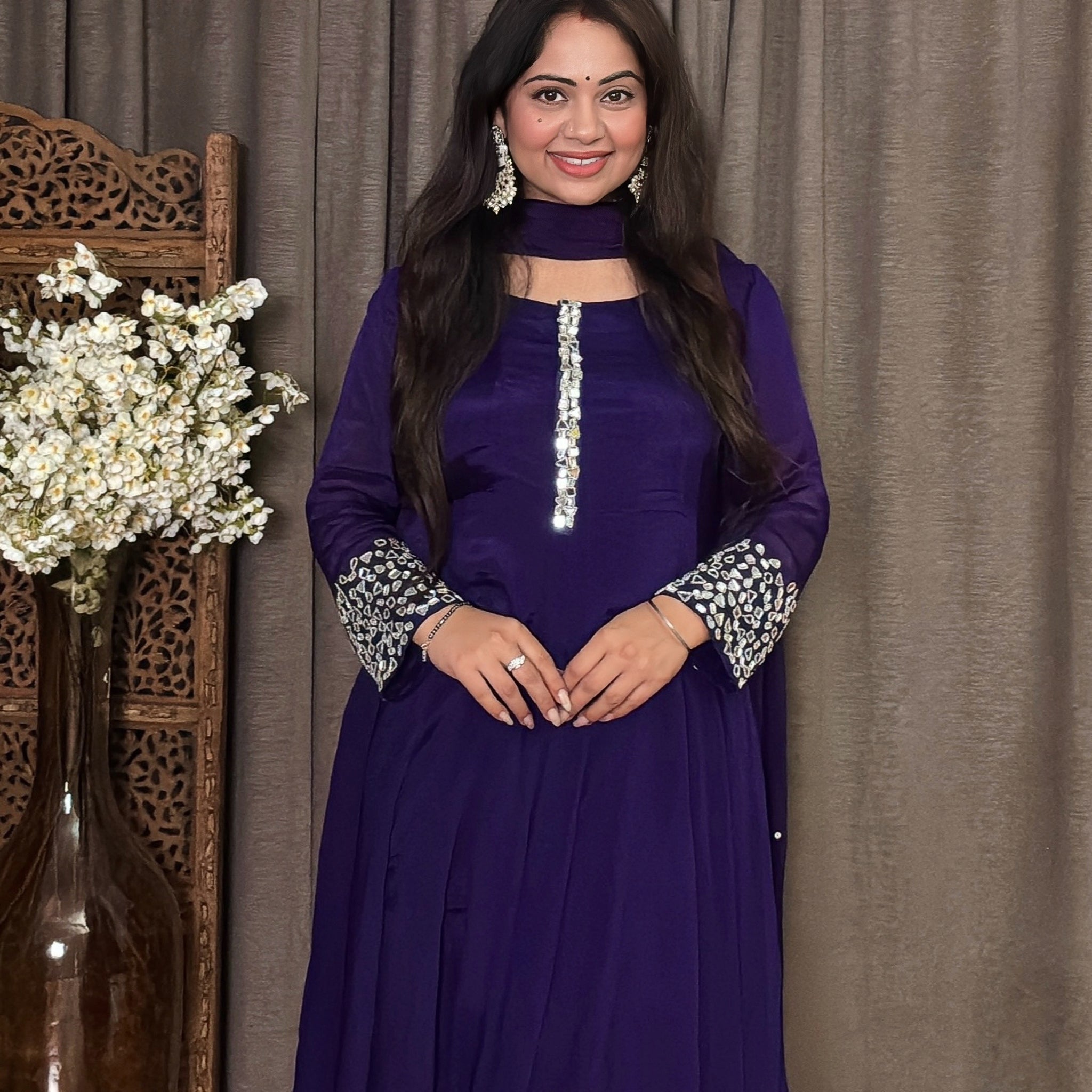 Aarvi Chinon Mirror Anarkali