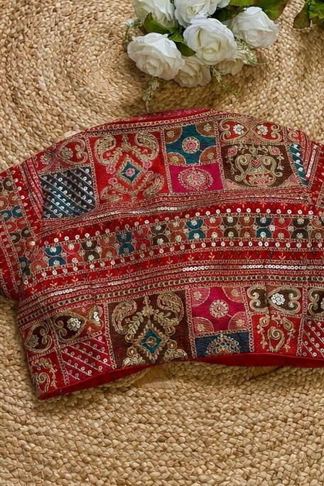 Riwaaz Red Embroidered Blouse