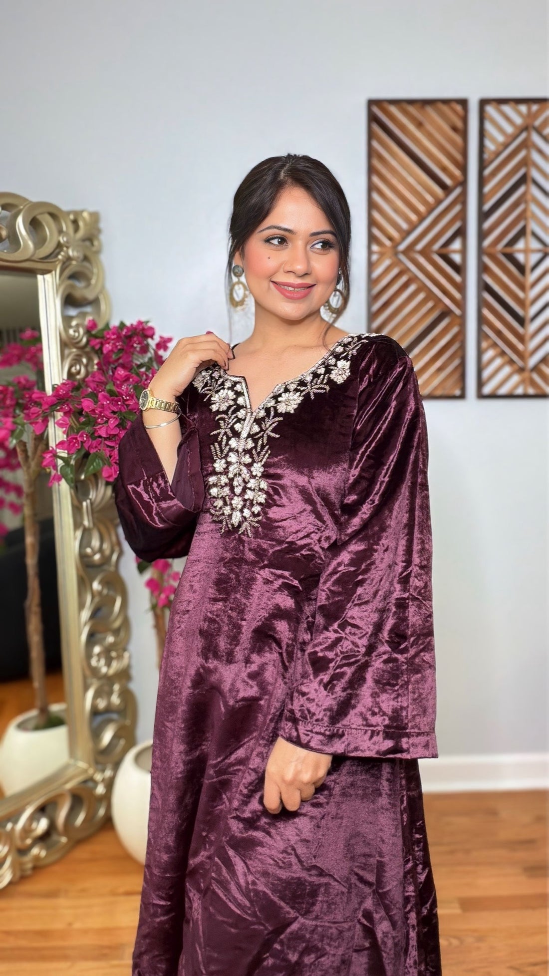 Naureena – Plum Velvet Co-ord
