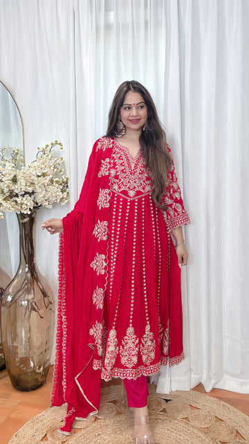 Zari Noor – Chinon Silk Anarkali Set