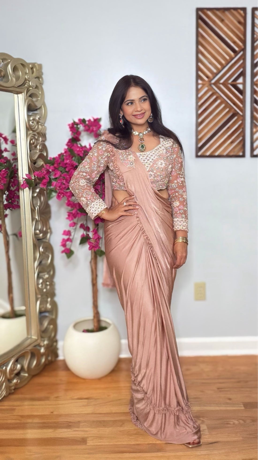 Aarzu Blush Pink Lycra Saree