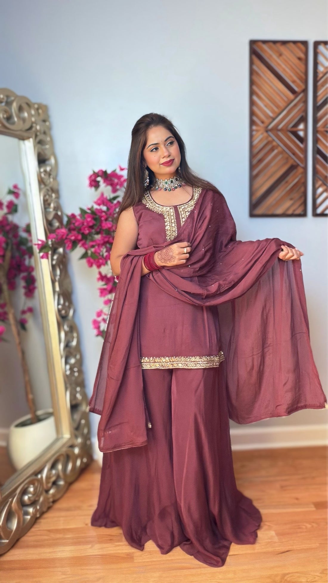 Odhvika – Chinon Silk Sharara Suit