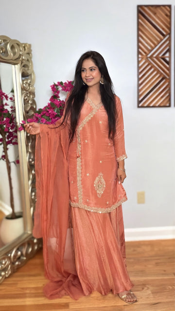 Zehna shimmer tissue palazzo suit