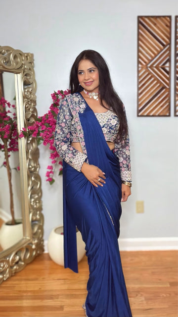 Neelam Royal Blue Lycra Saree