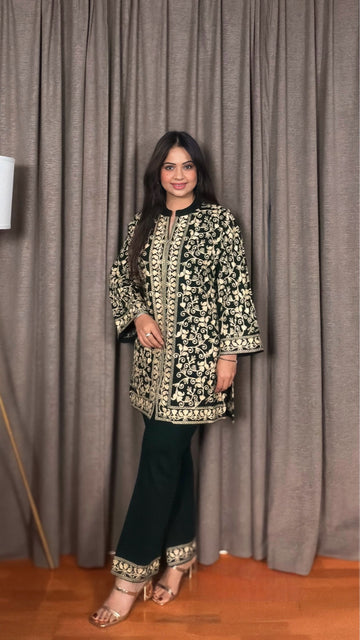 Rivya – Green Woolen cord set