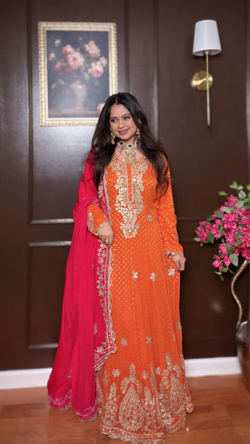RANGVIRA- Viscose Georgette Banarasi Butti Anarkali Suit