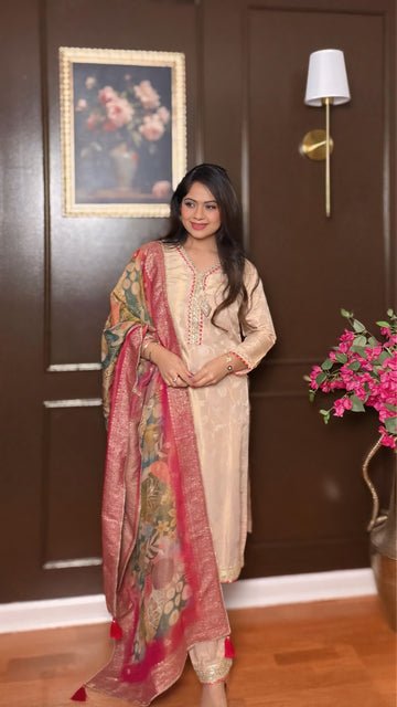 Blush Weave Jacquard Suit Set
