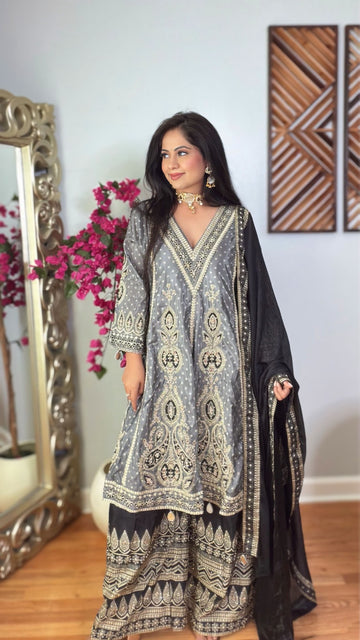 Mehrun Short Anarkali Palazzo Suit