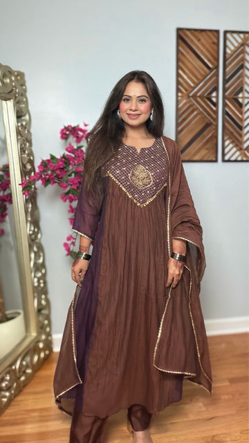 Vedishka Mul Chanderi A-Line Suit