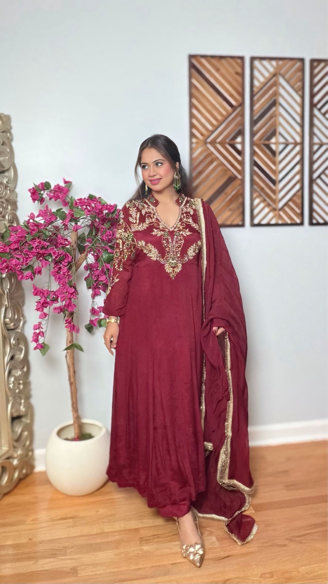Ruby Royale Chinon Silk Anarkali Suit