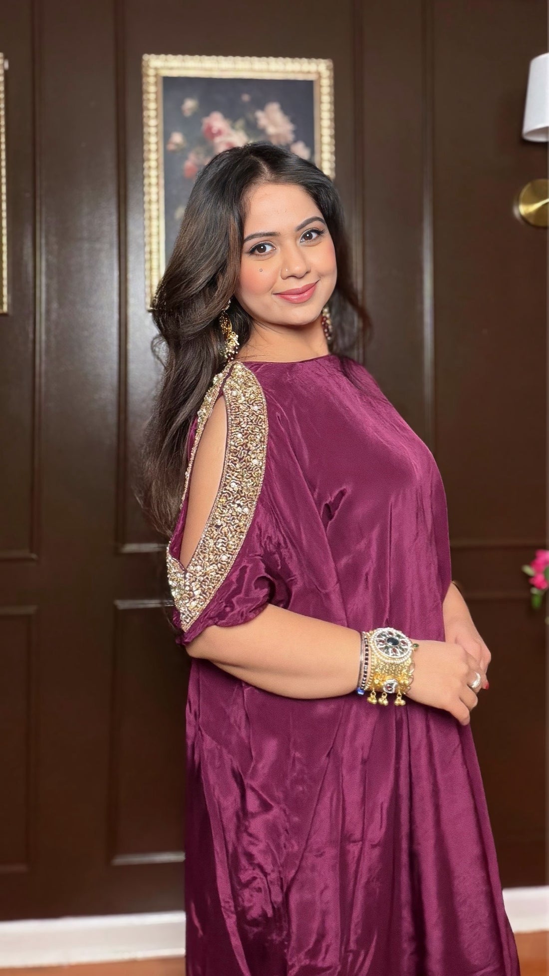 VAYNARA-Crepe Silk Embellished Kurta Pants Set