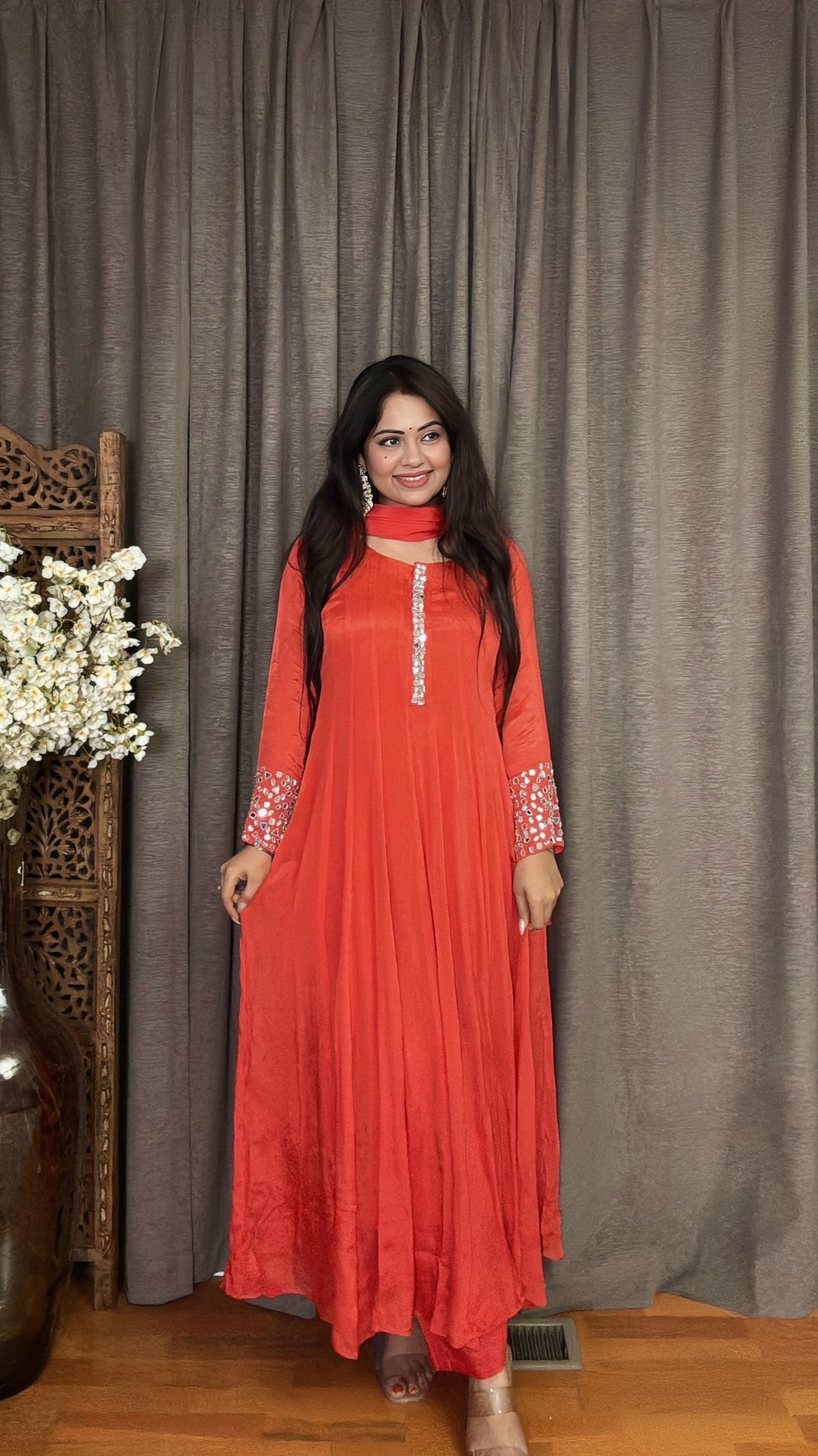 Aarvi Chinon Mirror Anarkali