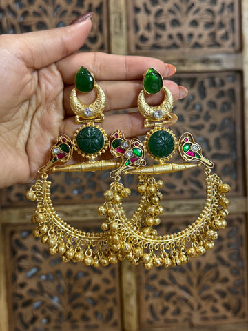 Pranika Parrot Charm Brass Hoop Earrings