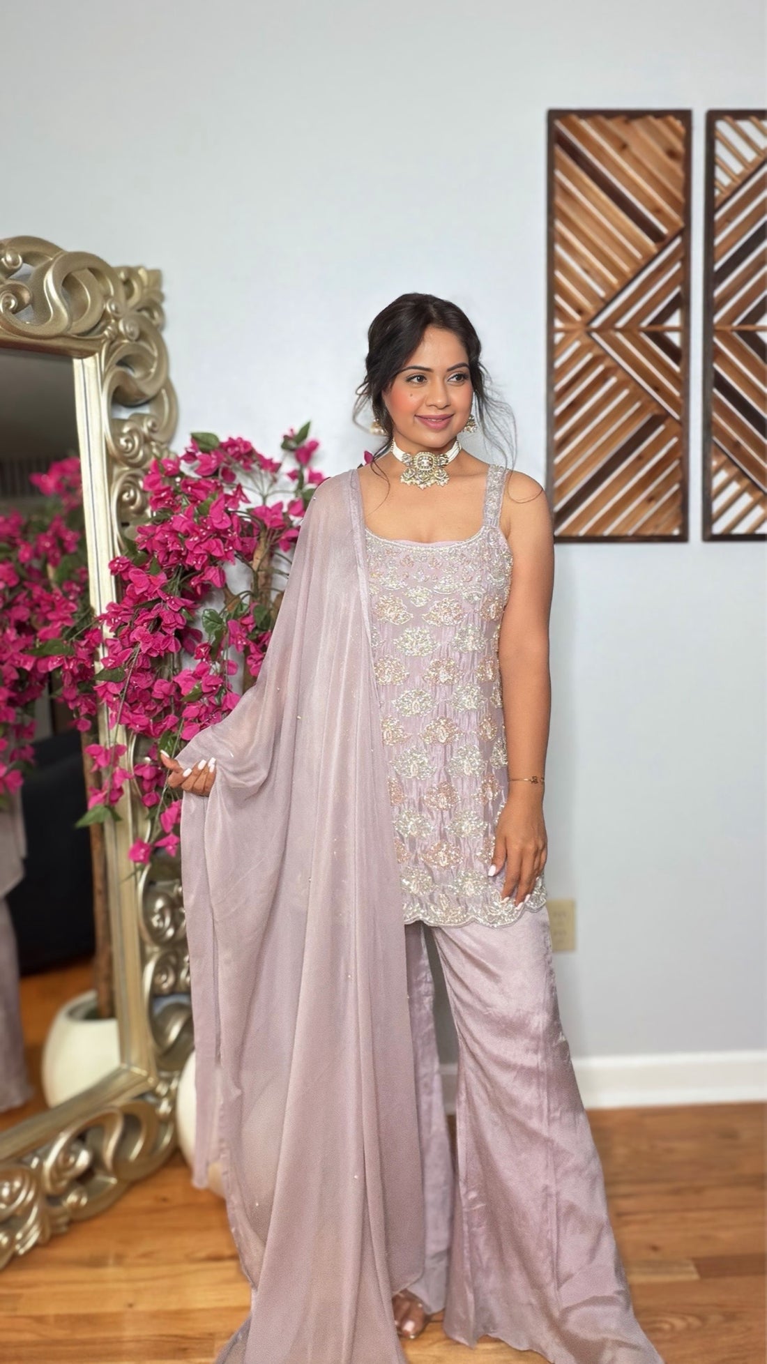 Lunara Chinon Silk Cape Style Suit