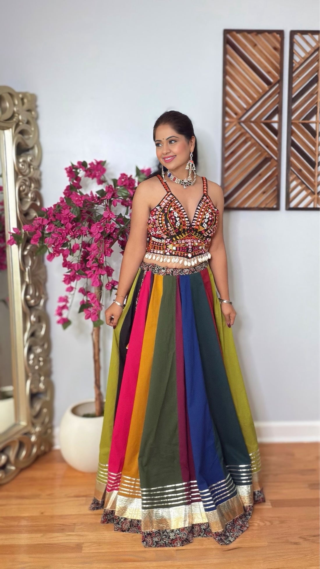 Raasrang Multicolor Cotton Flared Skirt