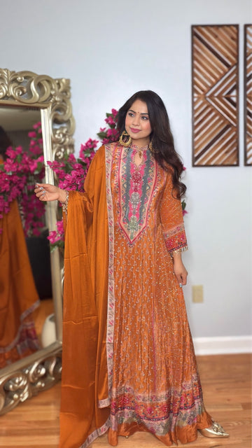 Amber Veil Anarkali Gown