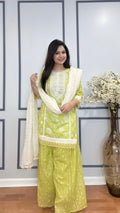 Mirror embroidered short kurti Sharara set
