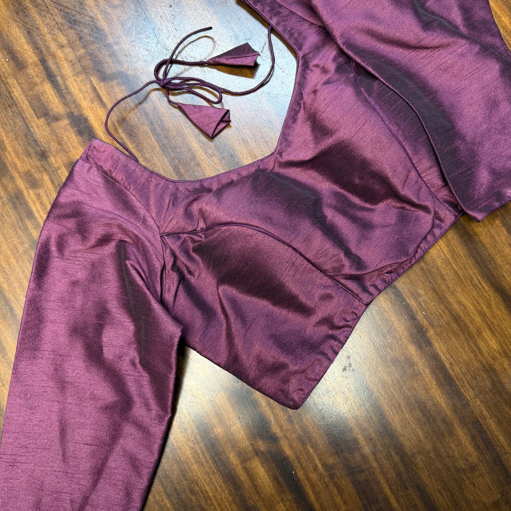 Velora Wine Raw Silk Blouse