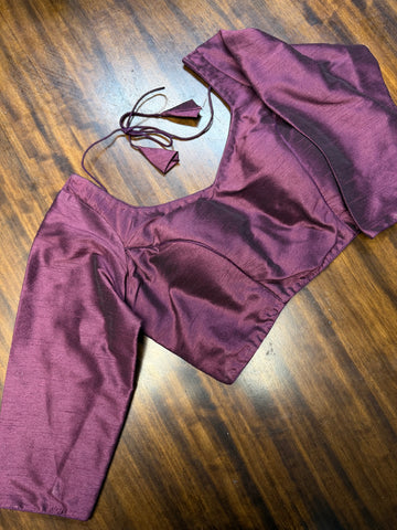 Velora Wine Raw Silk Blouse