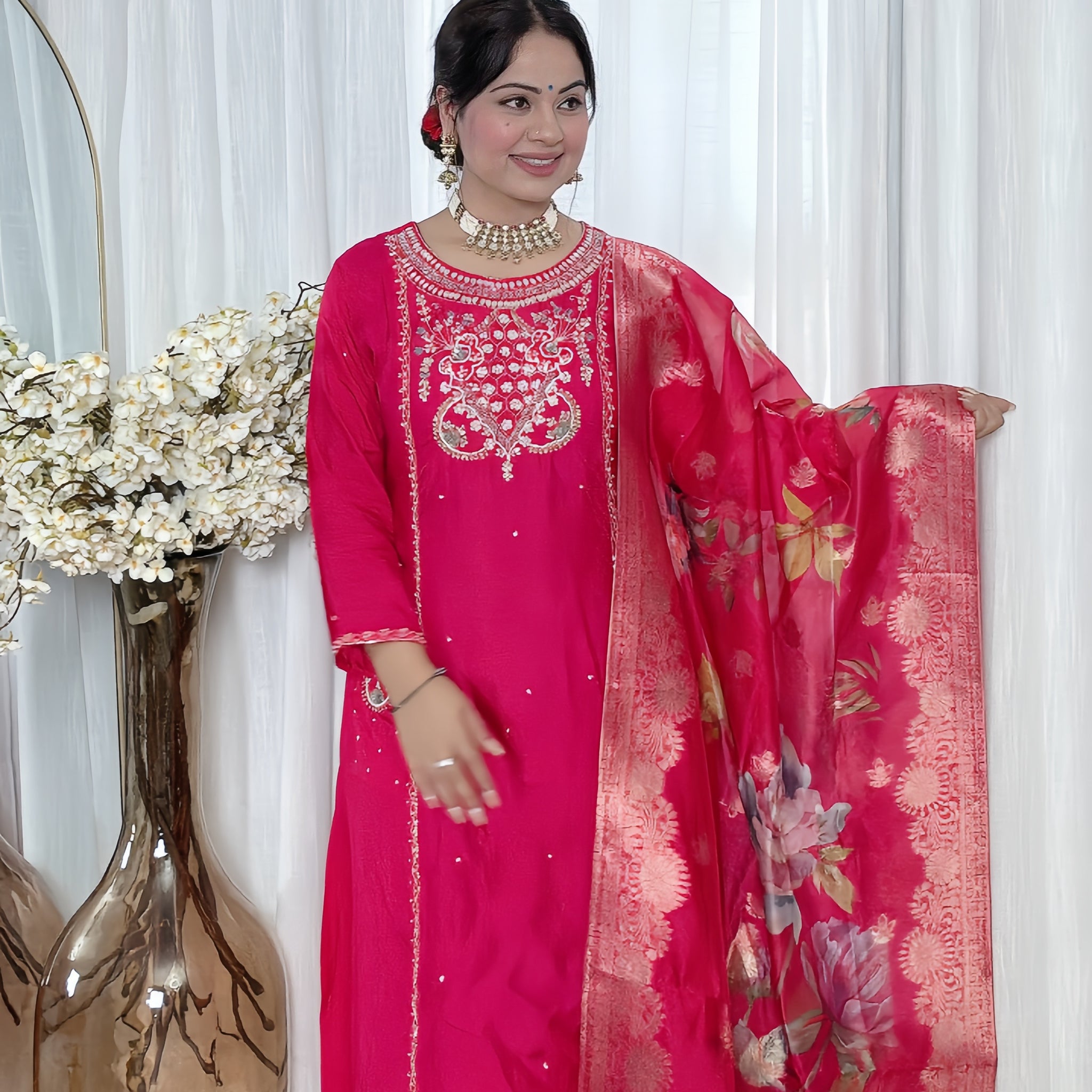 Gulraaz Raw Silk A-Line Suit Set