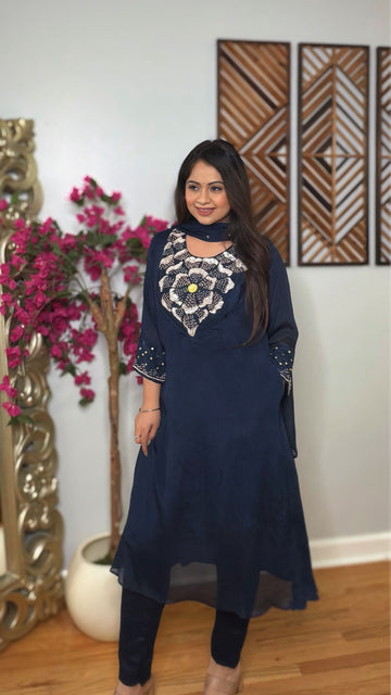 Nyvella Chinon Silk Embroidered Suit Set