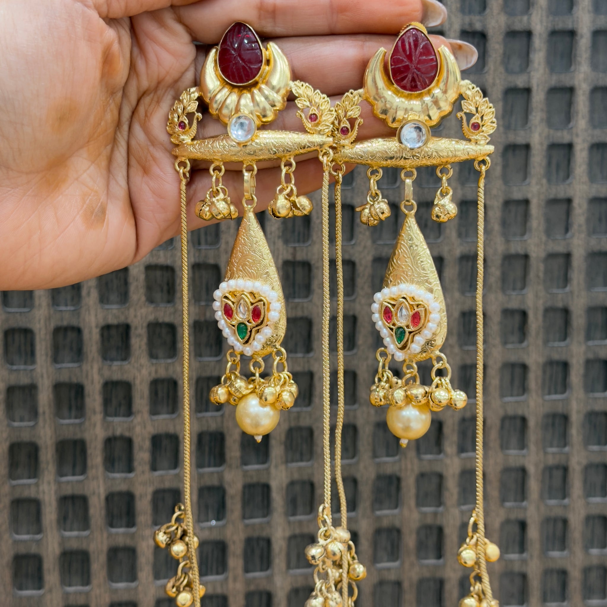 Tavisha Long Brass Drape Earrings