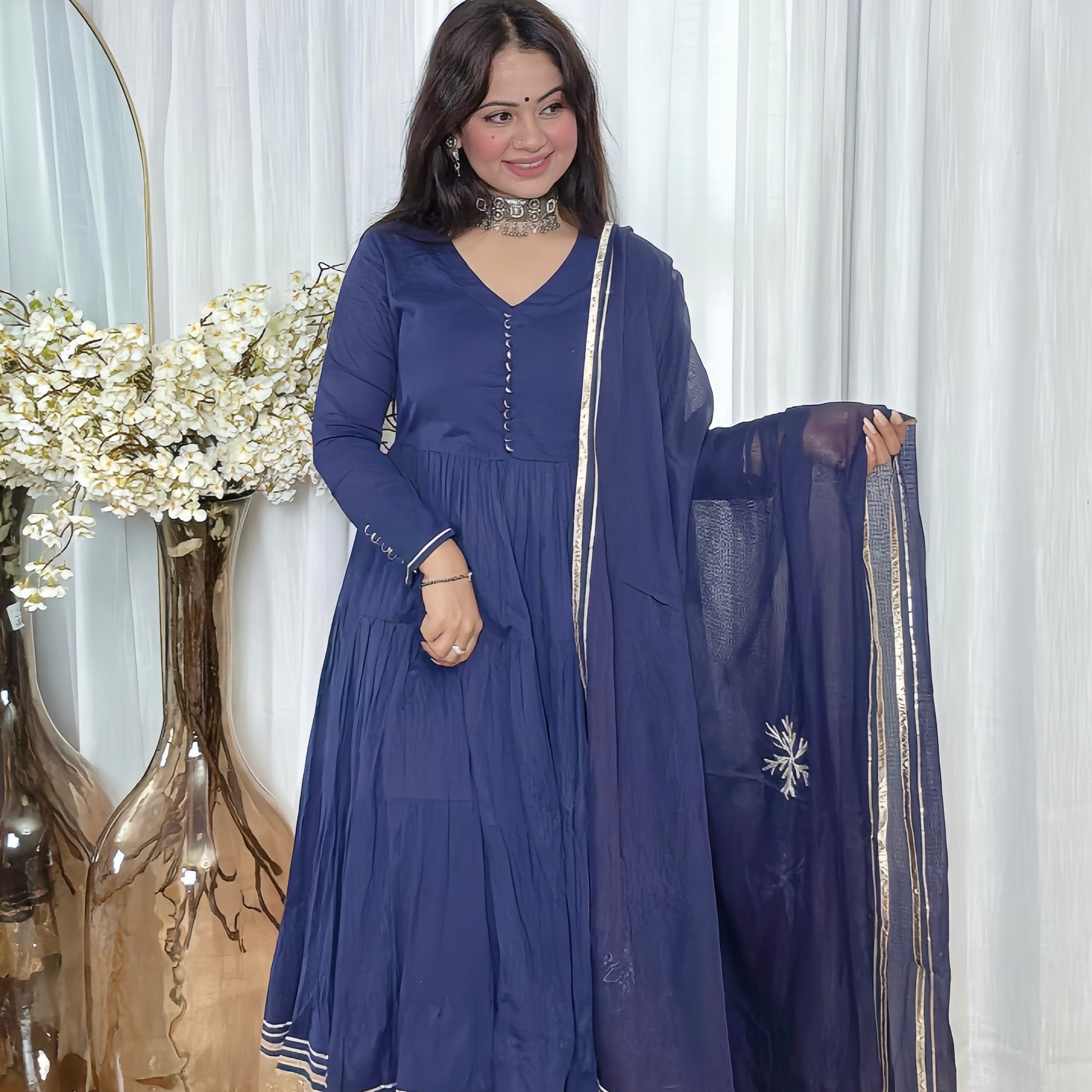 Gulnaar Gotta Flared Anarkali Set