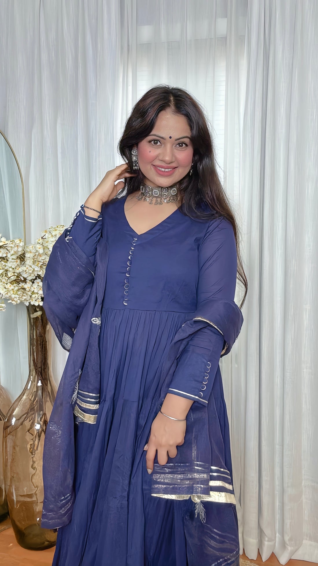 Gulnaar Gotta Flared Anarkali Set