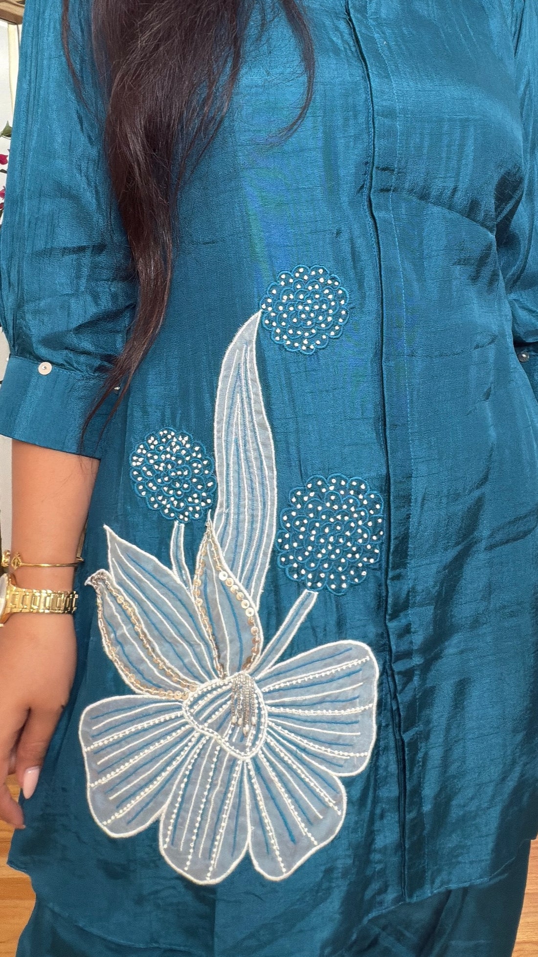 Veyra Dola Silk Teal Cord Set