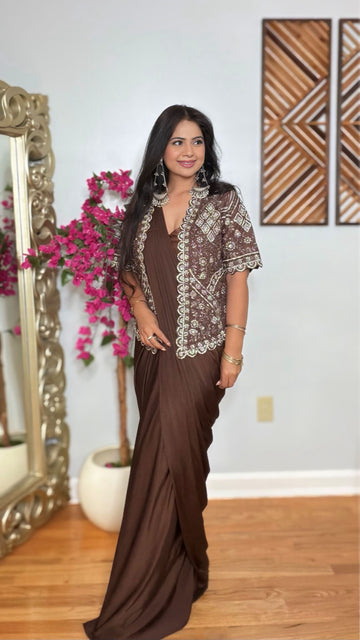 Vanya Lycra Saree with Statement Embellished Jacket