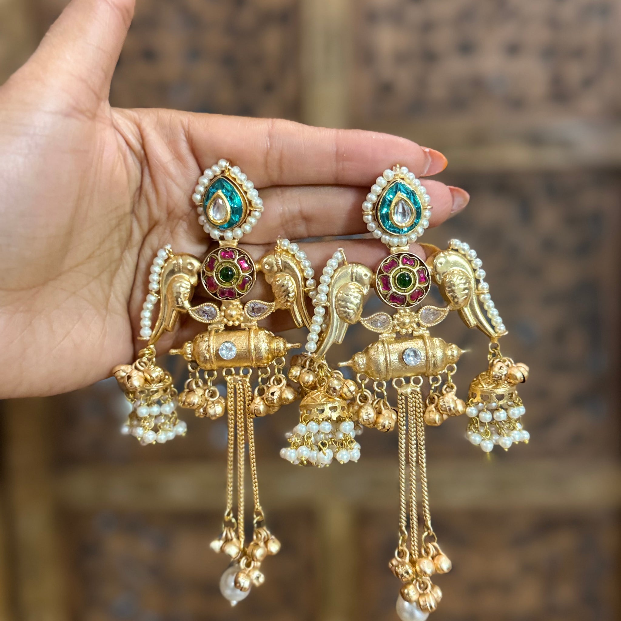 Aadhira Royal Elephant Brass Earrings
