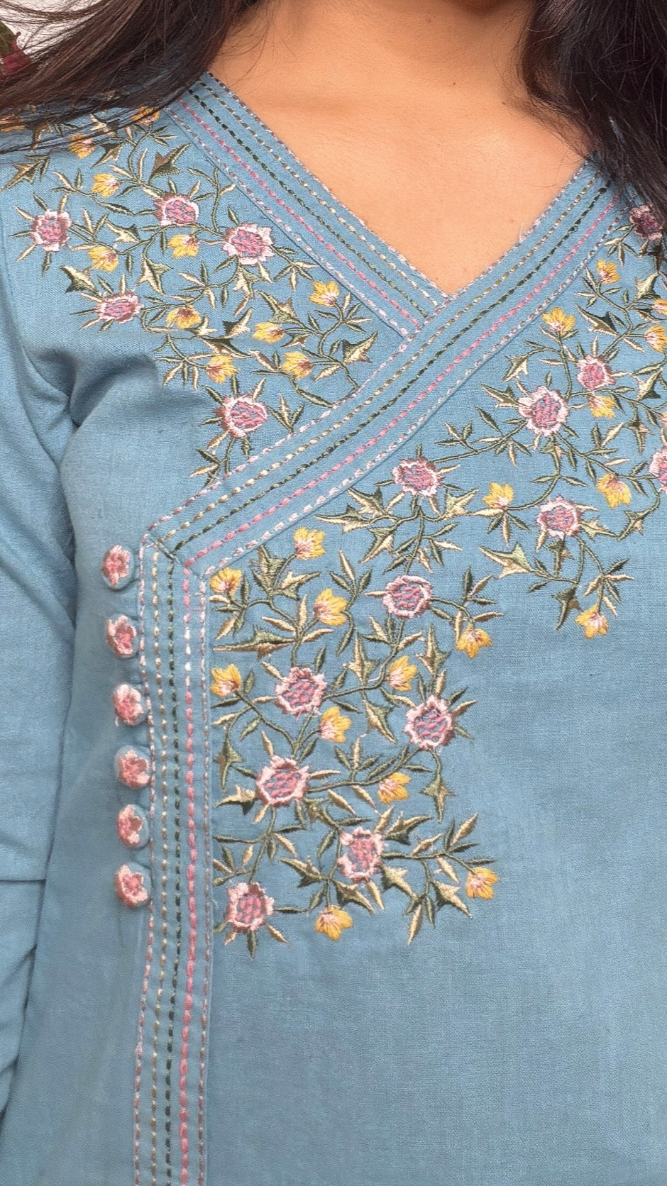 Seralya Blue Embroidered Kurta Set