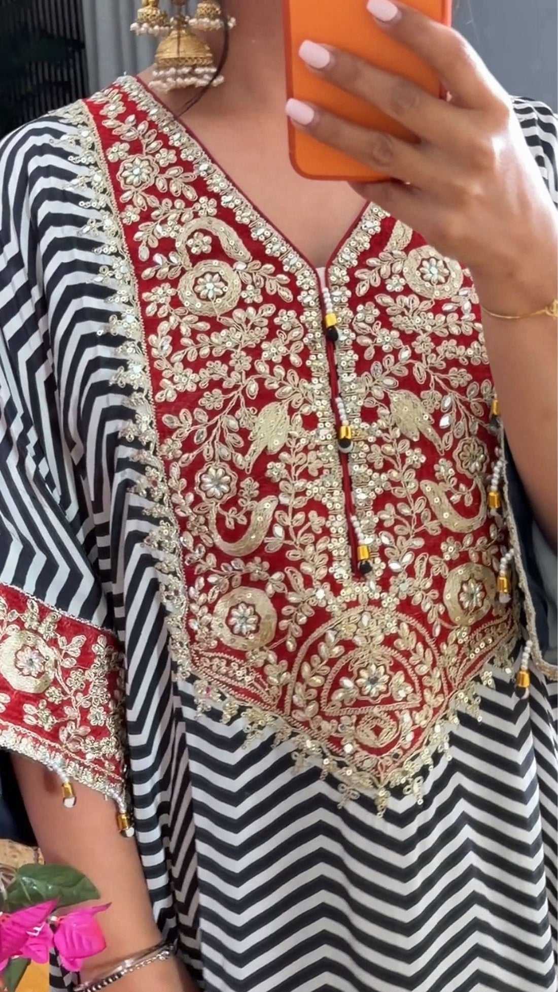 Mehrsa Crepe Silk Embroidered Kaftan