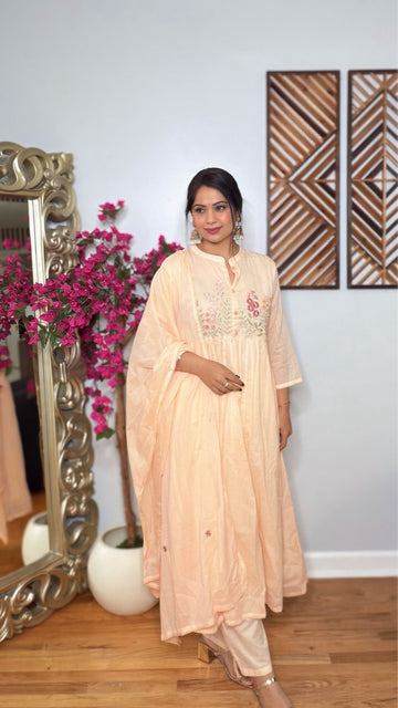 Zeyara-Peach cotton suit