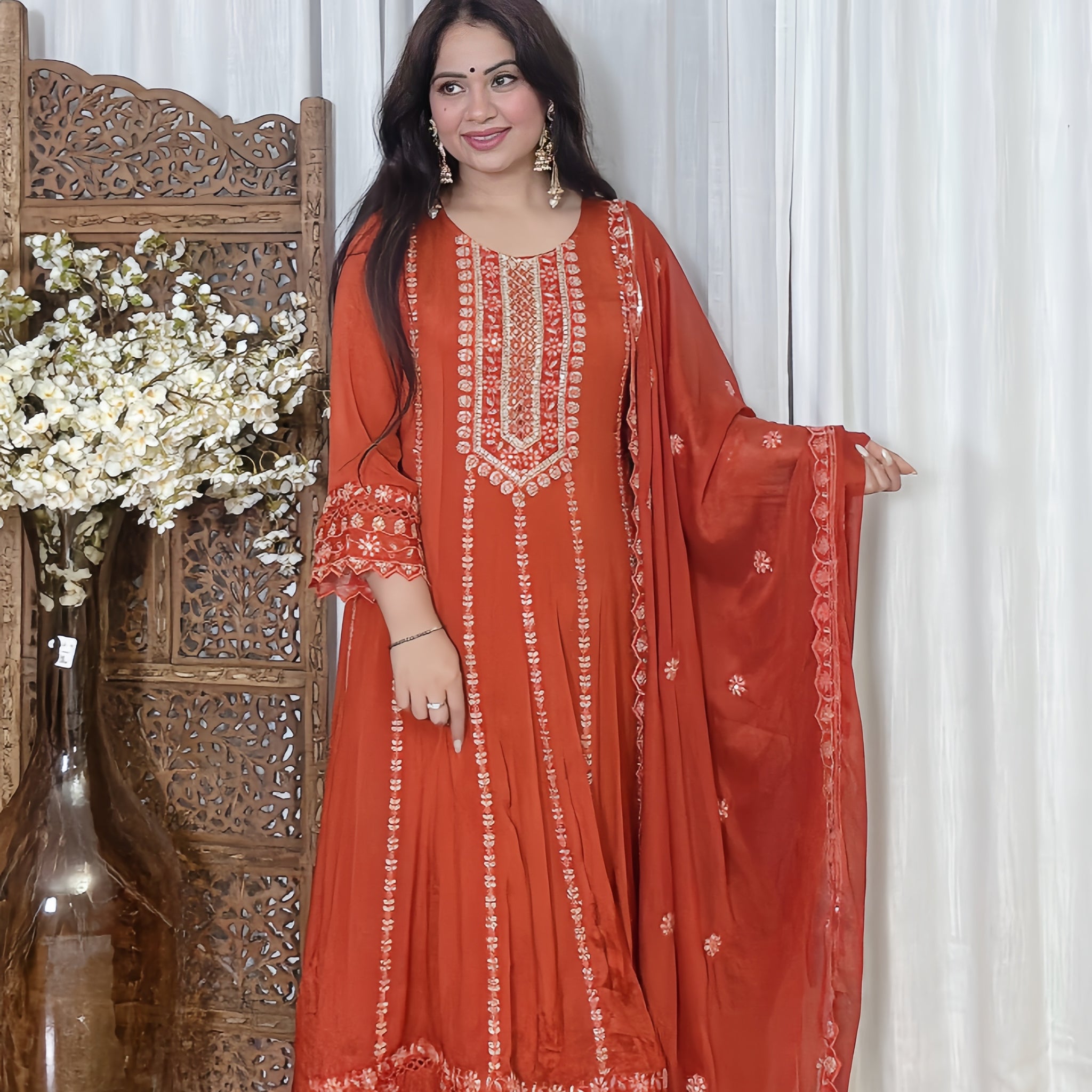 Crimson Royale Anarkali Set