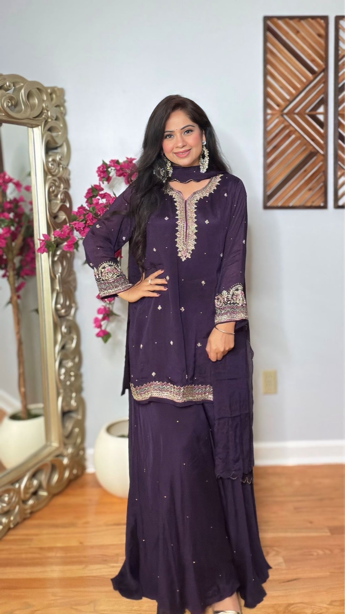 Vamika Pure Chinon Silk Palazzo Suit