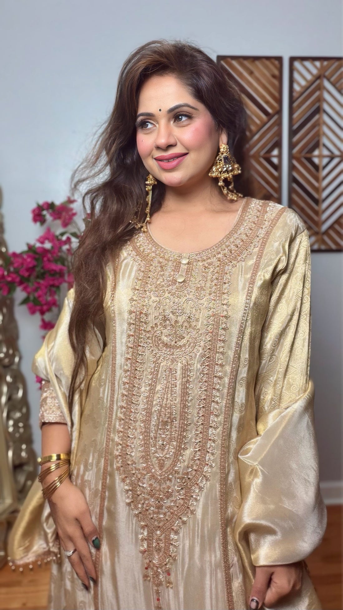 Kanakpriya Golden Palazzo Suit