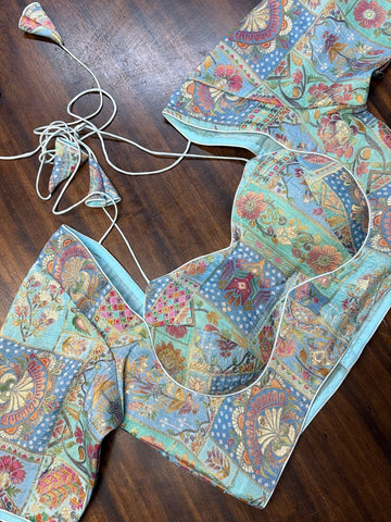 Amira Jacquard Halter Blouse