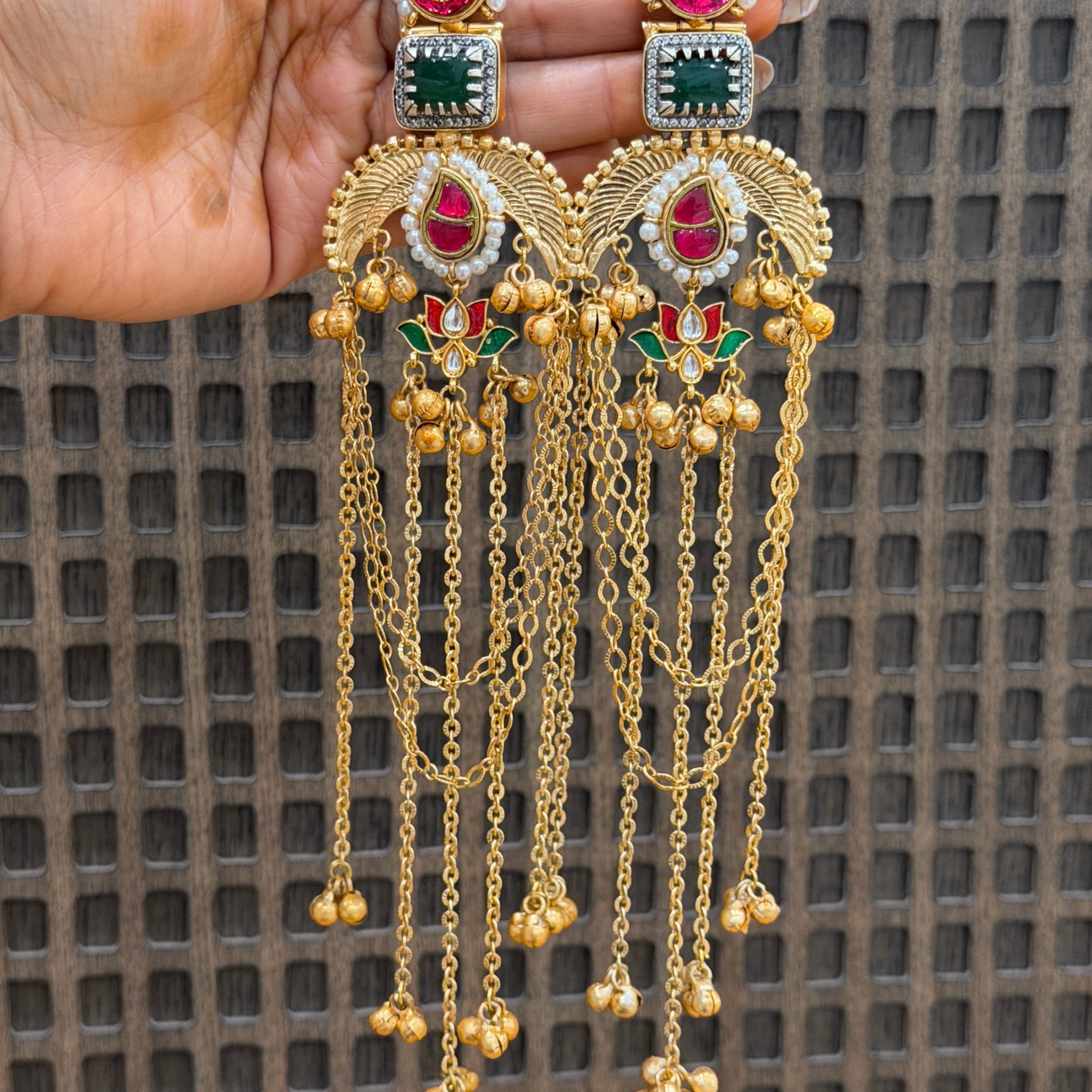 Mahira Royal Brass Cascade Earrings