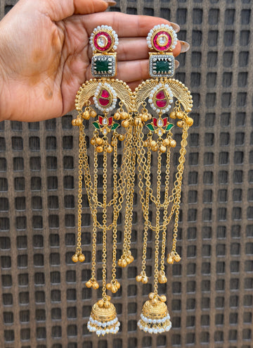 Mahira Royal Brass Cascade Earrings