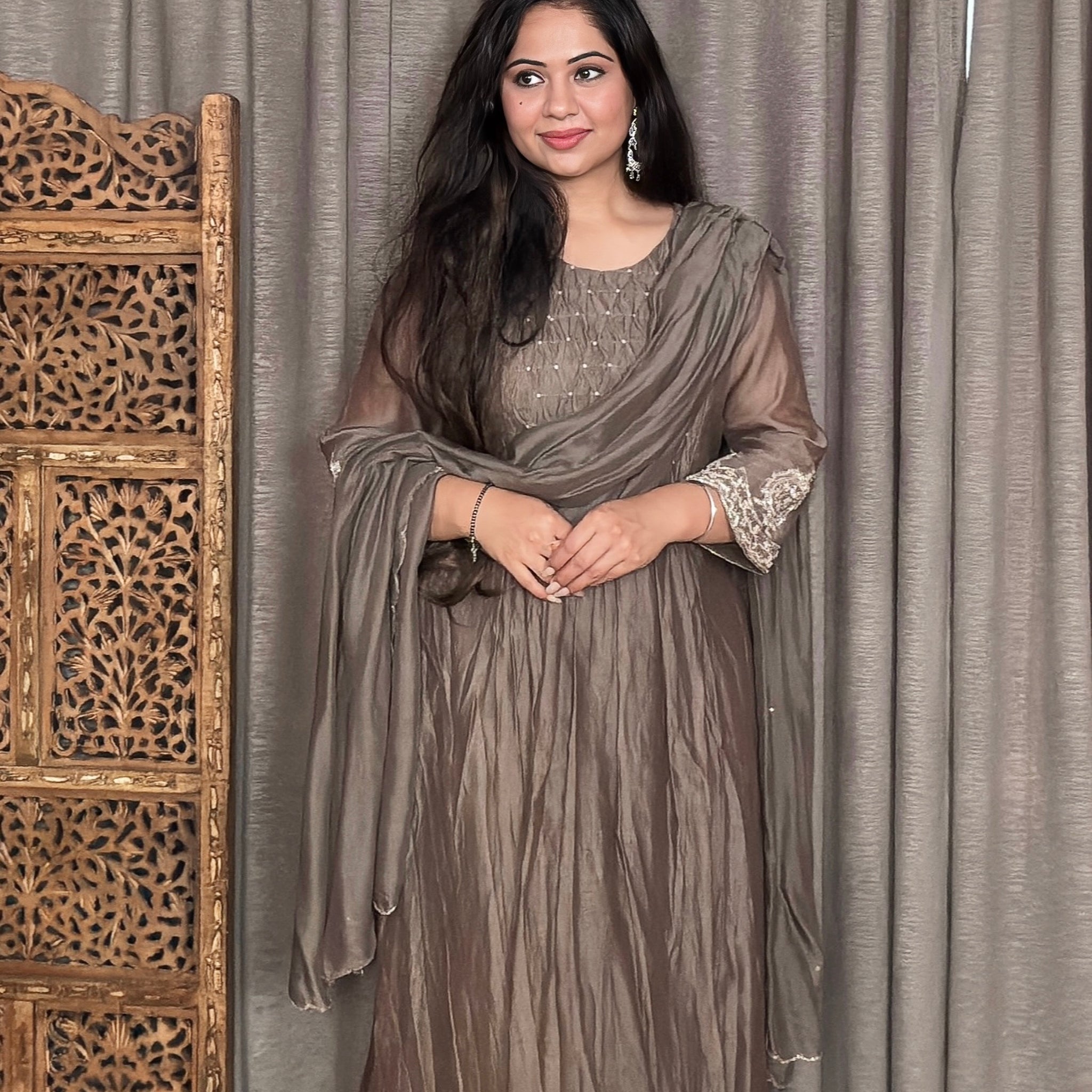 Aira Mulmul Chanderi Anarkali Suit