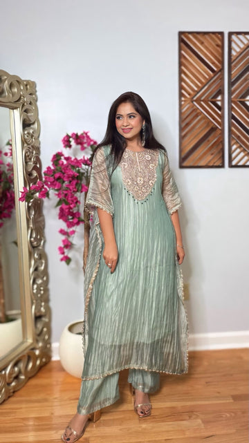 Ziya Salsa Tissue Kaftan Set