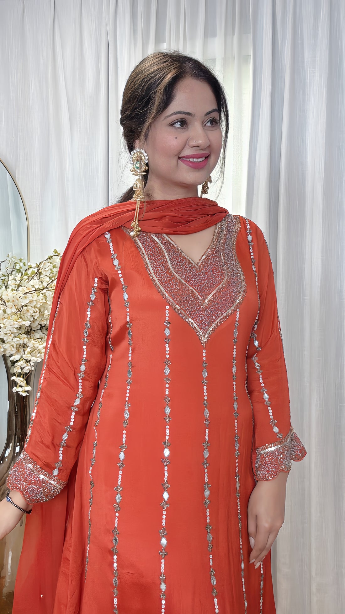 Nargis Chinon Silk Anarkali Suit