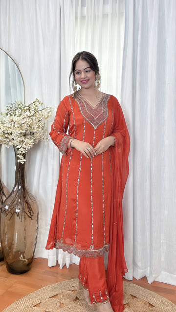 Nargis Chinon Silk Anarkali Suit