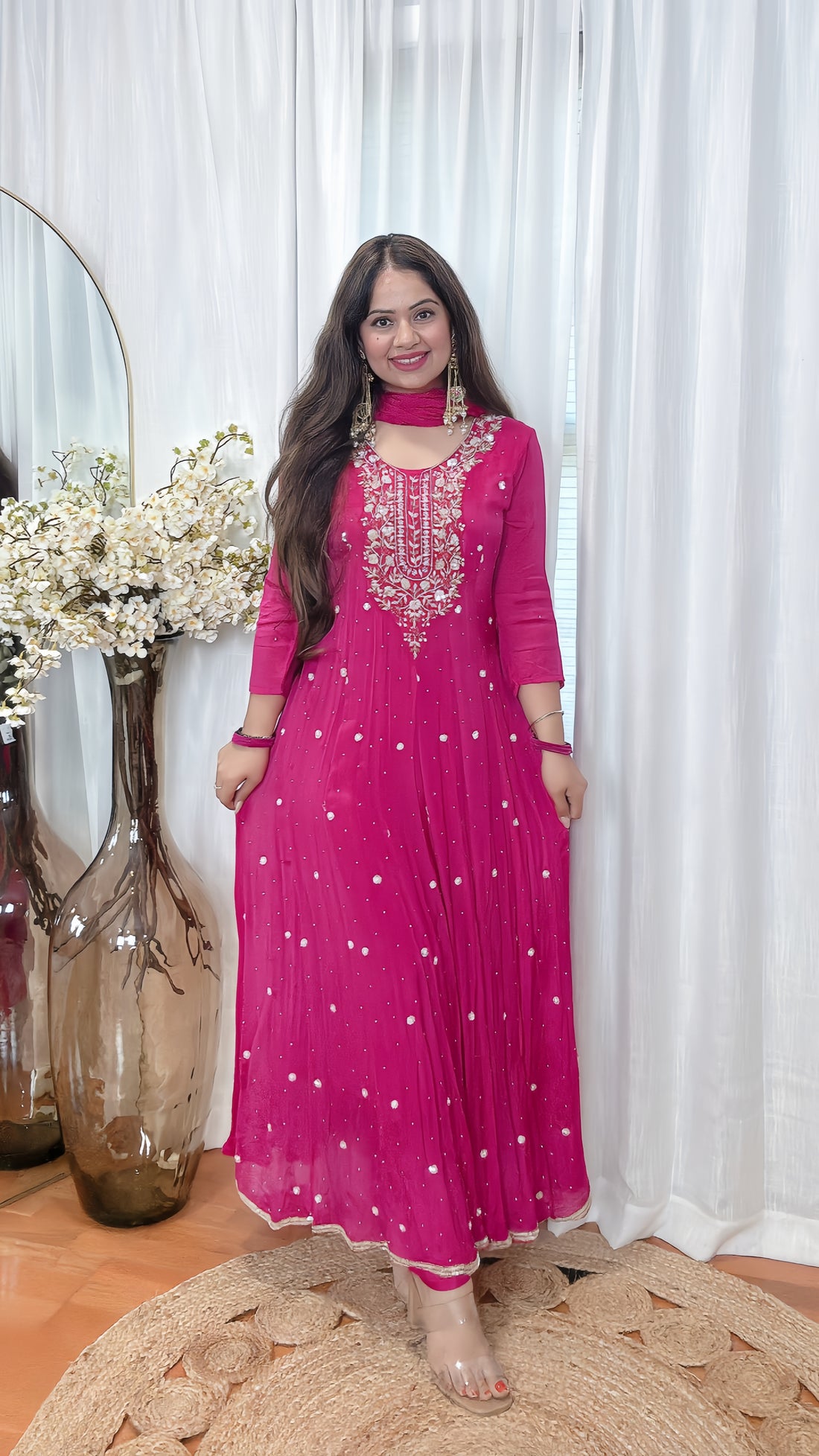 Royal Radiance – Zardozi Chinon Silk Anarkali Set