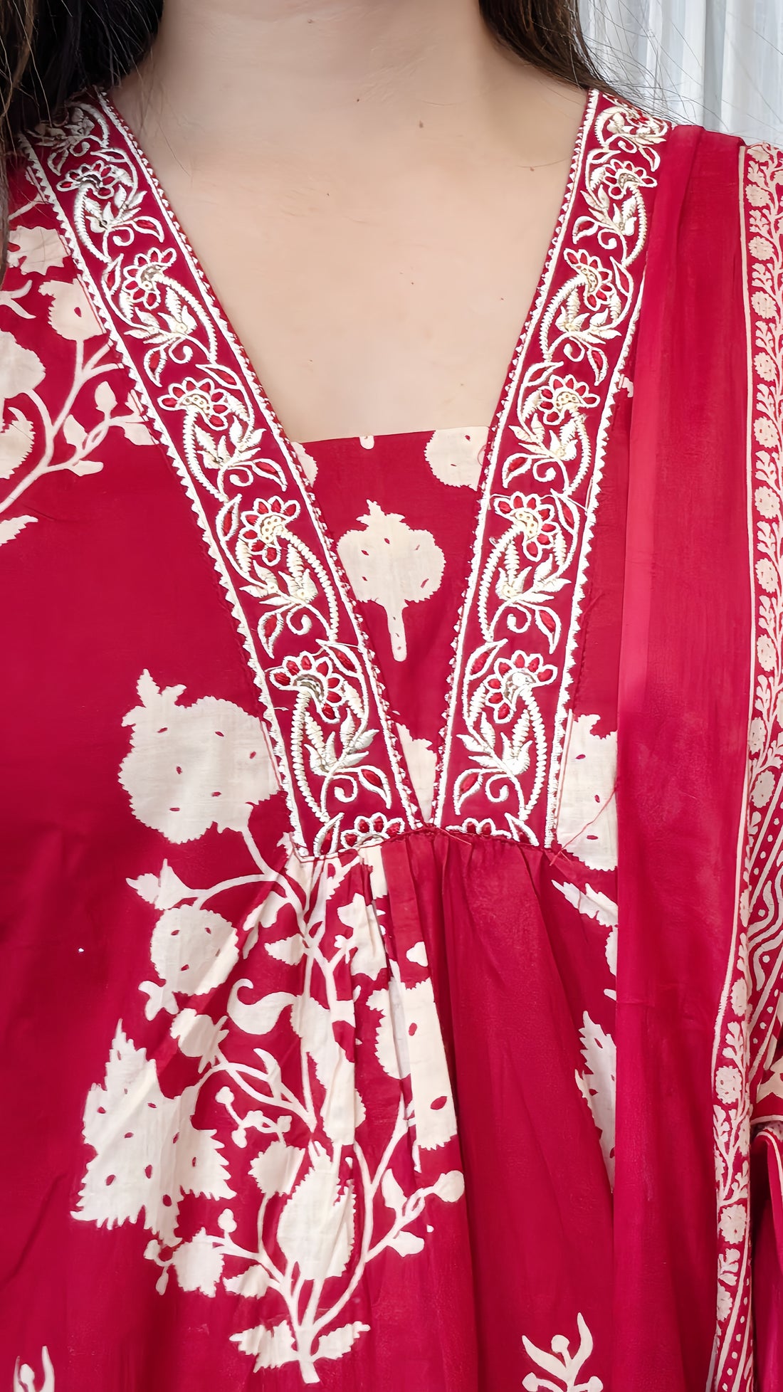 Crimson Grace – Cotton Printed Anarkali Set