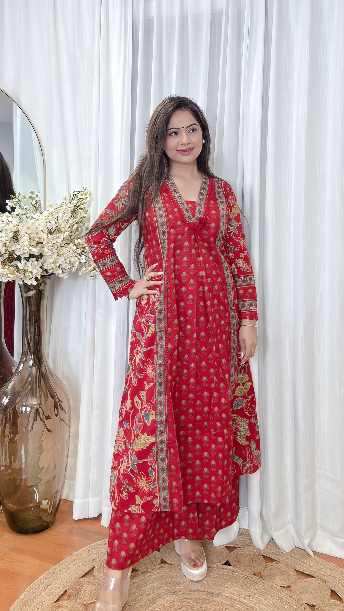 Ruby Bloom – Cotton Printed Anarkali Set
