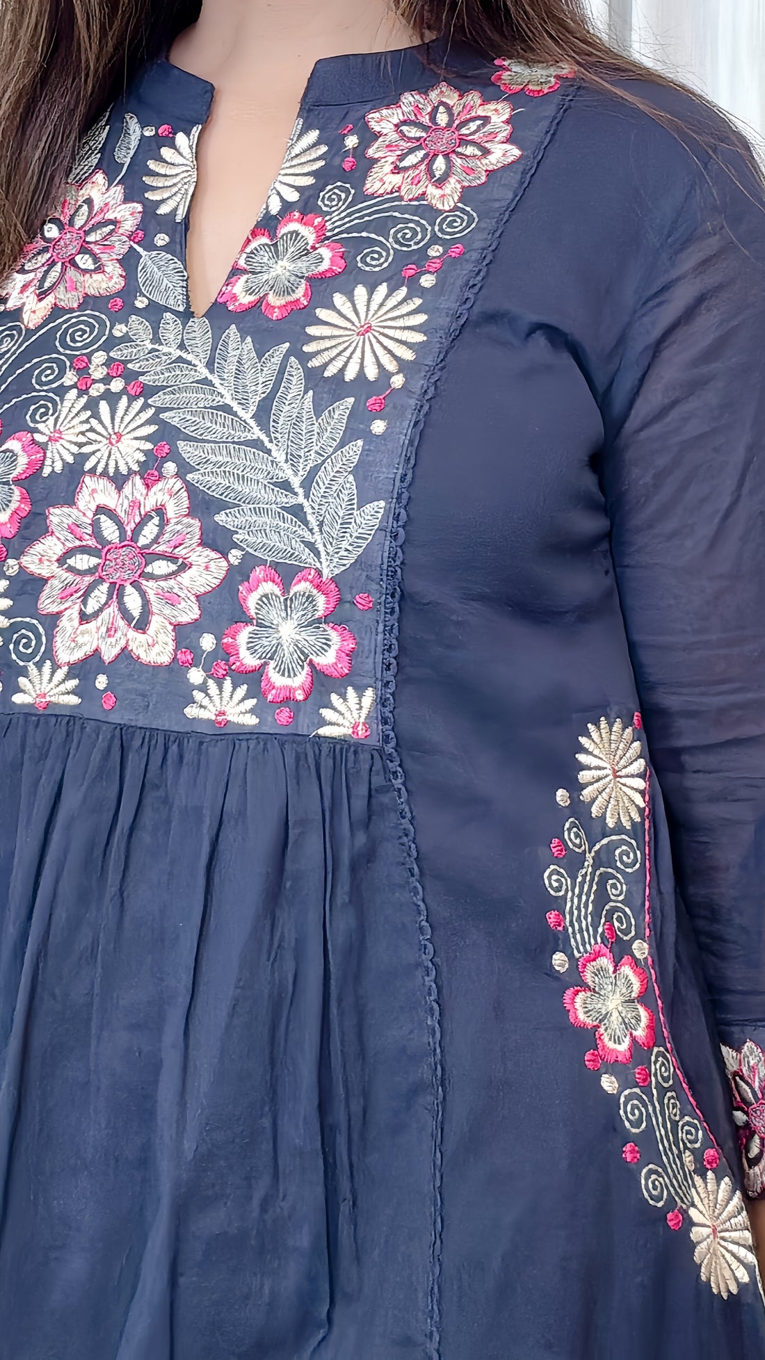 Sapphire Grace- Mulmul Cotton Anarkali Set