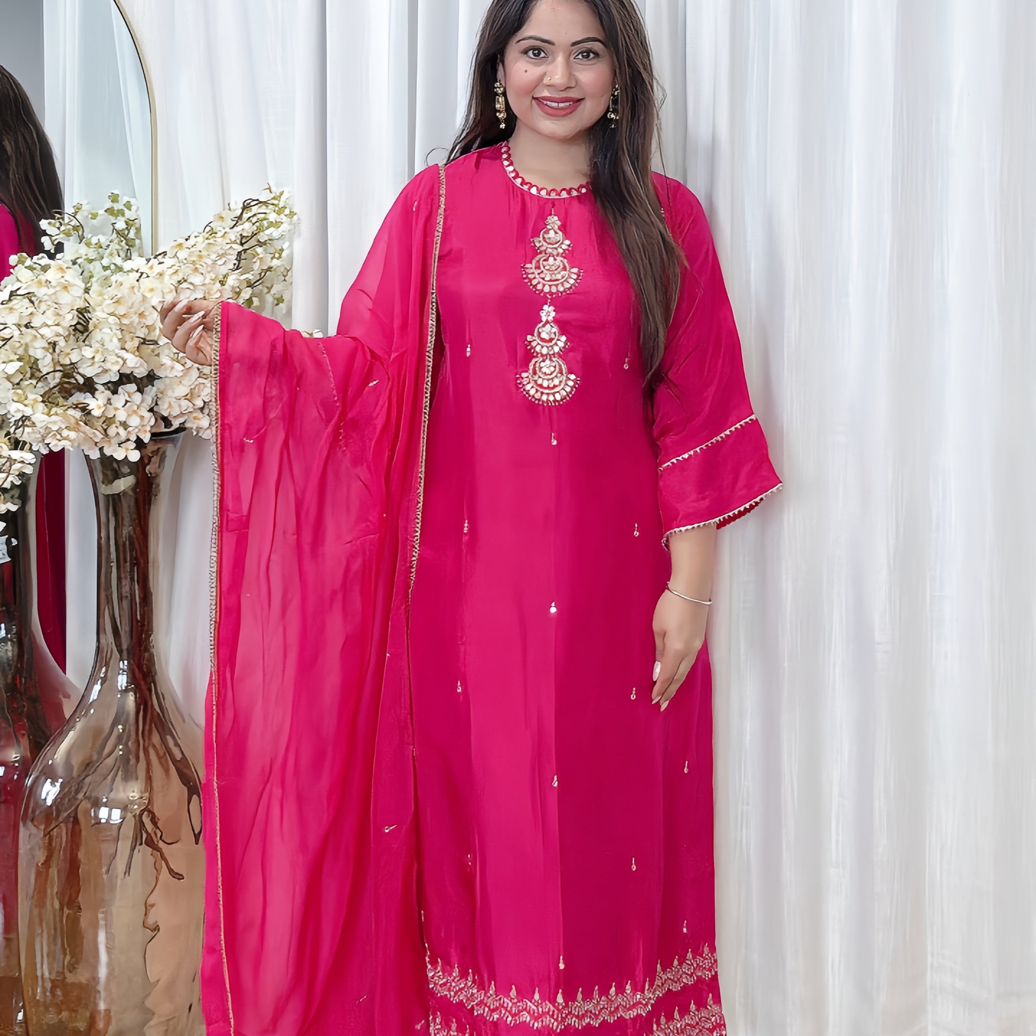 Fuchsia Whisper – Crepe Silk Suit